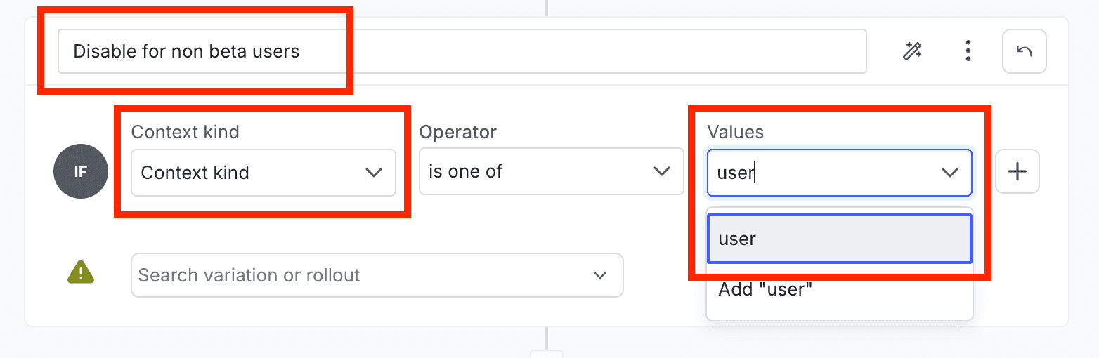 The menu to target a specific context kind called user.